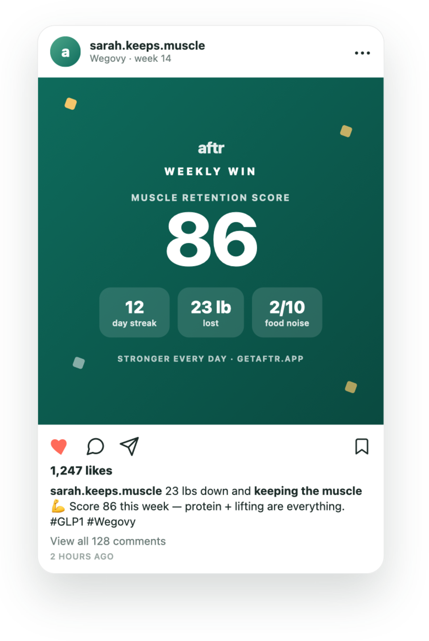 Weekly Win card shared on Instagram with likes and comments